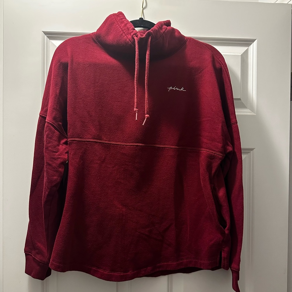 PINK Victorias Secret cowl neck sweatshirt (no hood). Maroon. Fleece. Oversized